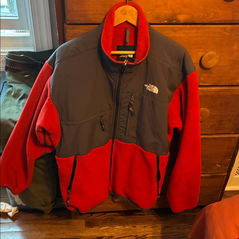 The North Face Men's Red and Gray// Denali//  Lightweight Fleece Jacket